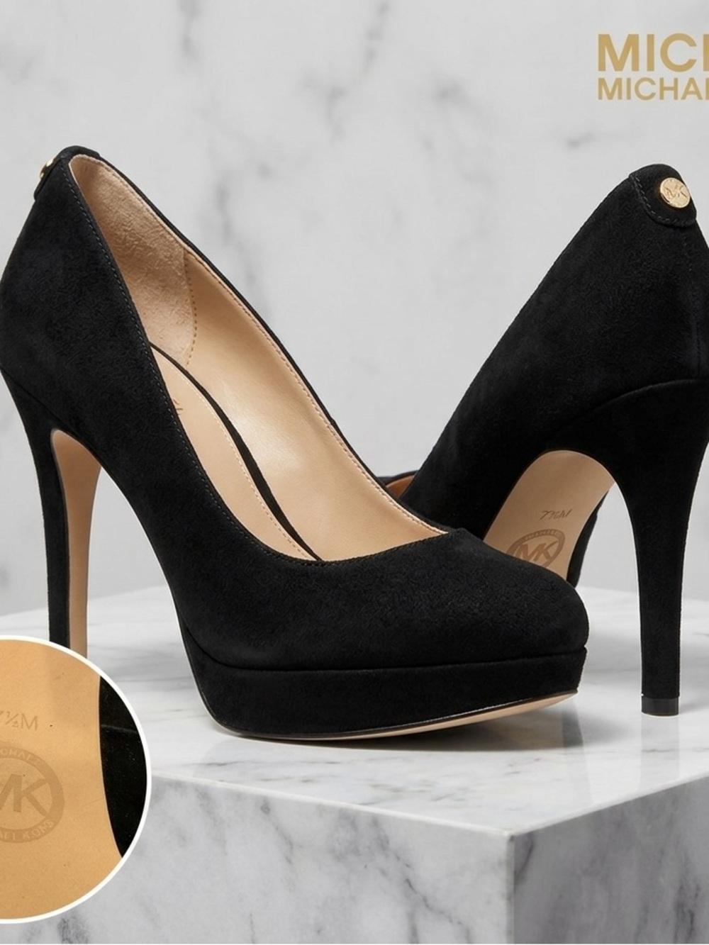 MICHAEL Michael Kors Black Suede Platform Pumps